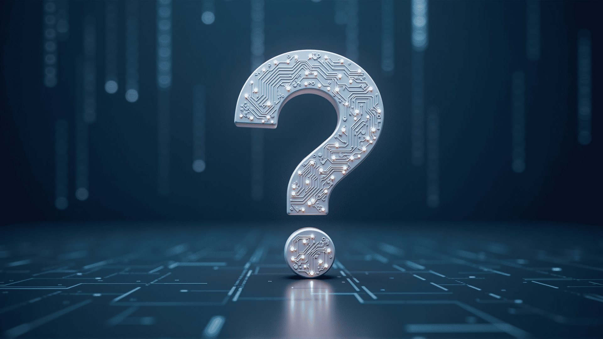 question mark with digital circuits